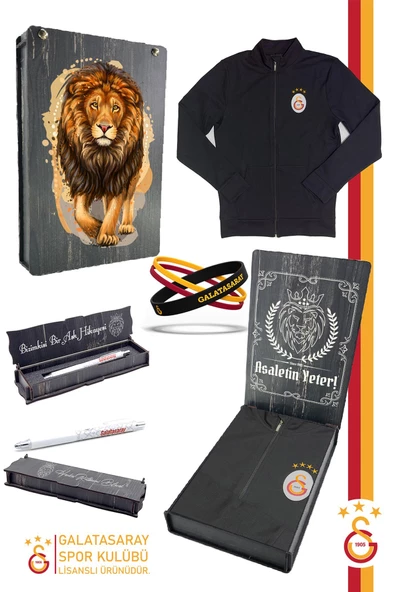 Galatasaray Orijinal Lisanslı Siyah Balıkçı Yaka Sweat Uçlu Kalem Bileklik Set Hediyelik Kutulu ürün görseli 1