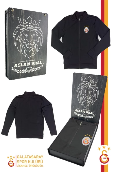 Galatasaray Orijinal Lisanslı Siyah Balıkçı Yaka Sweat Hediyelik Ahşap Kutulu ürün görseli 1