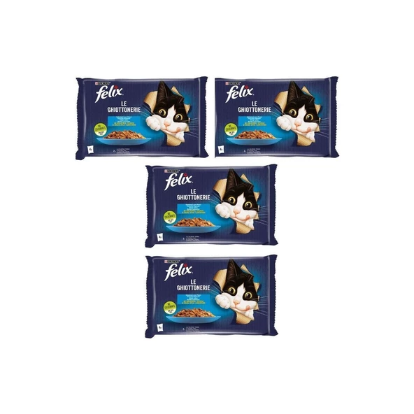 Felix Multipack Somonlu ve Ton Balıklı Yetişkin Kedi Yaş Maması 4X85GR  x 4 Adet ürün görseli 1