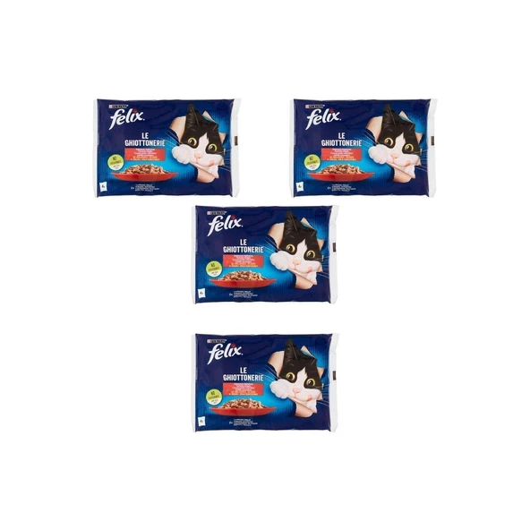 Felix Multipack Sığır ve Tavuk Etli Yetişkin Yaş Kedi Maması 4X85GR x 4 Adet ürün görseli 1