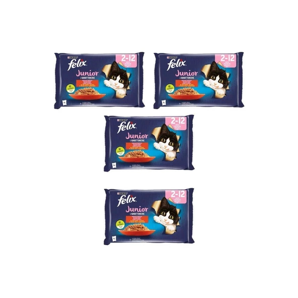 Felix Multipack Sığır ve Tavuk Etli Yavru Kedi Yaş Maması 4X85GR x 4 Adet ürün görseli 1