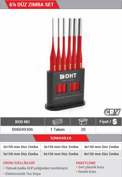 Dht 6'lı Düz Zımba Set D06049306 - Resim 2