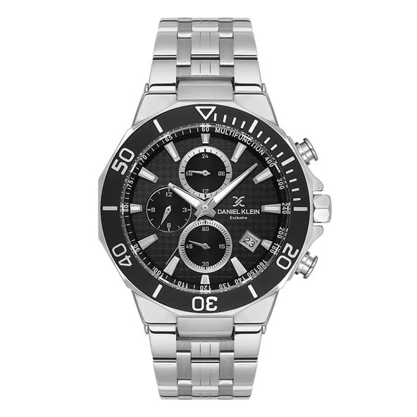 Daniel Klein DKE.1.13840.1 Siyah Gümüş Chronograph Takvimli Çelik Kordonlu Erkek Kol Saati ürün görseli 1
