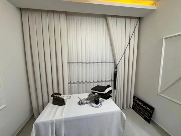 NİVEMESHOME KREM 140X220 KETEN MASA ÖRTÜSÜ ürün görseli 1