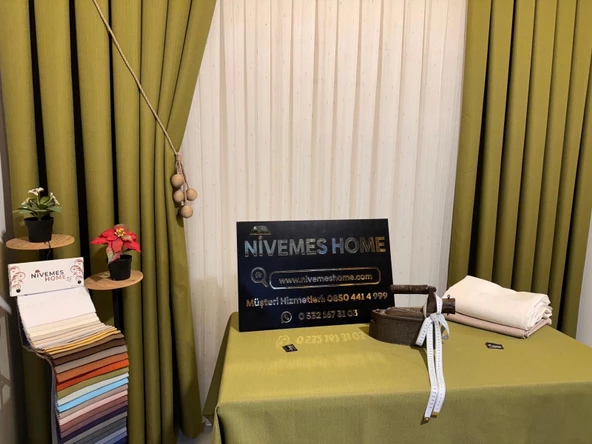 NİVEMESHOME YEŞİL 140X220 KETEN MASA ÖRTÜSÜ ürün görseli 1