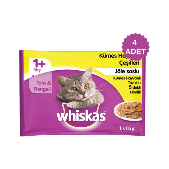 Whiskas Kümes Hayvanlı Seçenekleri Jöleli Pouch Kedi Konserve Maması 4 x 85 gr 4 Paket ürün görseli 1