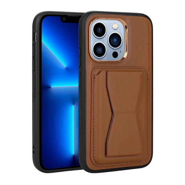 iPhone 13 Pro Max Kılıf Kartlıklı Standlı ​Pu Deri Memo Kapak ürün görseli 1
