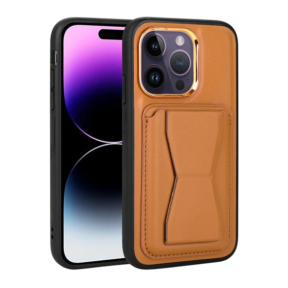 iPhone 14 Pro Kılıf Kartlıklı Standlı ​Pu Deri Memo Kapak ürün görseli 1