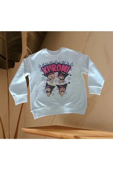 Kuromi Baskılı Tarz Yeni Nesil Karakter Sanrio Beyaz Renk Sweatshirt ürün görseli 1