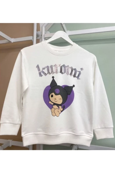 Kuromi Baskılı Tarz Yeni Nesil Karakter Sanrio Beyaz Renk Sweatshirt ürün görseli 1