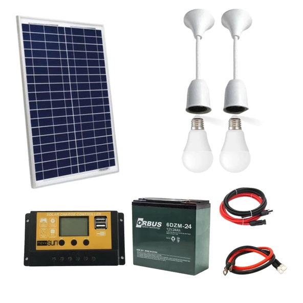 Kamusolar 50 W Aydınlatma Solar Paket  Aydınlarma + Telefon Şarjı ürün görseli 1