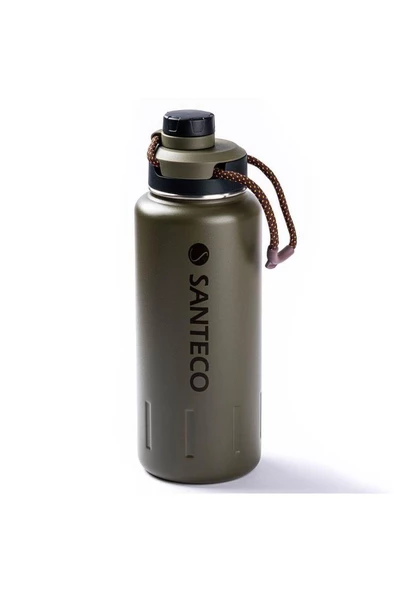 SANTECO YEŞİL ÇİFT KATMANLI  PASLANMAZ ÇELİK TERMOS SU ŞİŞESİ 950ML ürün görseli 1
