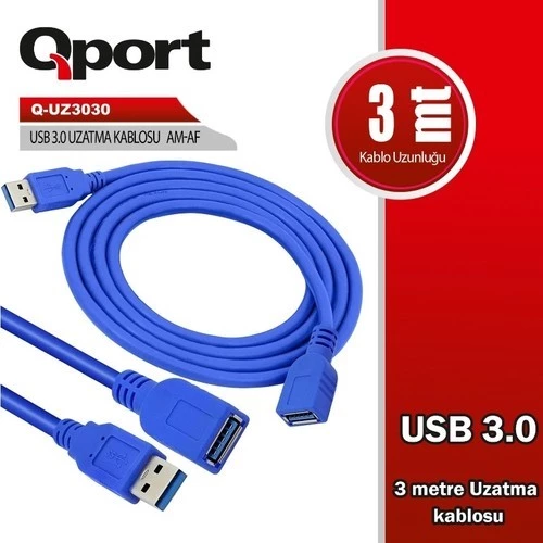 Qport Q-Uz3050 Usb 3.0 Usb Uzatma Kablosu 5 Mt ürün görseli 1