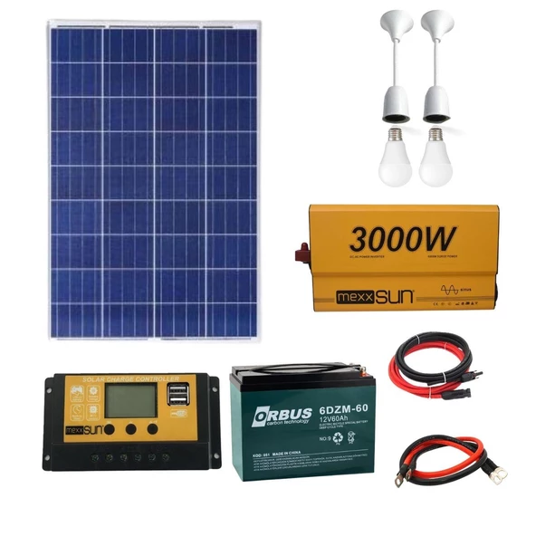 Kamusolar 300 W Aydınlatma Solar Paket  Televizyon + Aydınlarma + Telefon Şarjı ürün görseli 1