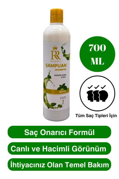 Richie Rich Mentollü Şampuan  Kepek Önleyici ve Ferahlatıcı Bakım İçin Avantajlı Boy (700 ml) ürün görseli 1