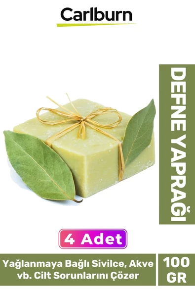 Doğal Güzel Kokulu El Yüz Saç Vücut Cilt Onaran Kolajen Etkili Defne Yaprağı Bitkisel Sabun 4 Adet ürün görseli 1