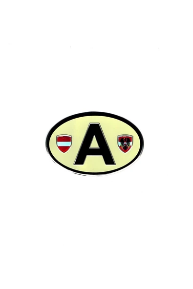 Etiketçilere Özel Armalar Oval A (AUSTRIA) Avusturya Bayraklı Krem Renk Alüminyum Sticker ürün görseli 1