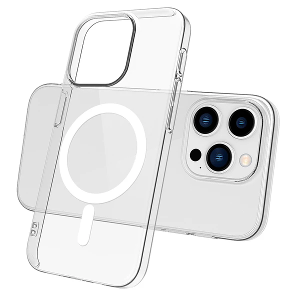 Apple iPhone 15 Pro Max Kılıf  Magsafe Şarj Özellikli Şeffaf Tek Kamera Çerçeveli Porto Kapak ürün görseli 1