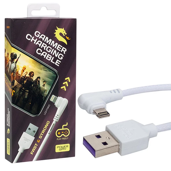 POWERWAY GM3 USB 3.1 AMPER ÖRGÜLÜ IPHONE GAMING OYUNCU KABLOSU ürün görseli 1