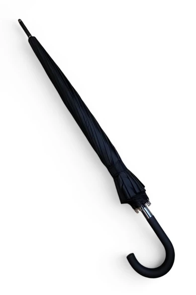 Erkek Şemsiye Siyah Renk Baston Protokol Şemsiye Plastik Saplı 105 Cm Çap 16 Telli Kapalı 95 Cm ürün görseli 1