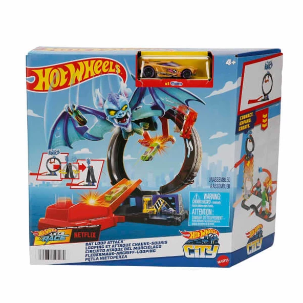 Hot Wheels City Düşmanlarla Mücadele Serisi HDR29 HTN78 Bat Loop Attack - Resim 3