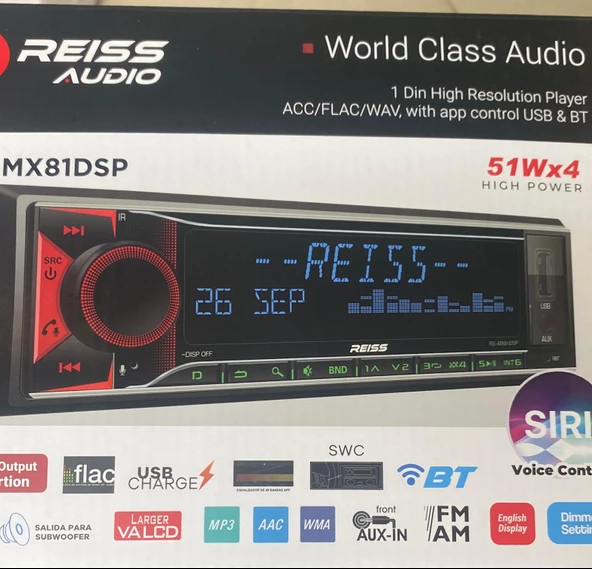 REİSS AUDİO MX81DSP OTO TEYP BT 4X51W ürün görseli 1