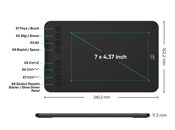 XP-Pen Deco Mini7 V2 Grafik Tablet 16K Android Windows - Resim 3