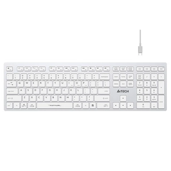 A4-TECH FBX50C BEYAZ BLUETOOTH+2.4G NANO MM SARJ EDILEBILIR KABLOSUZ KLAVYE ürün görseli 1