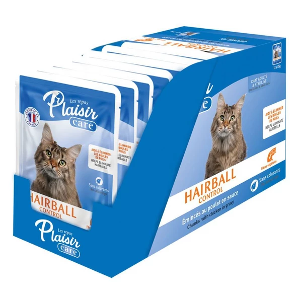 Plaisir Care 85Gr Pouch Hairball Control - Tüy yumağı Kontrol 12Adet Yaş Kedi Maması ürün görseli 1