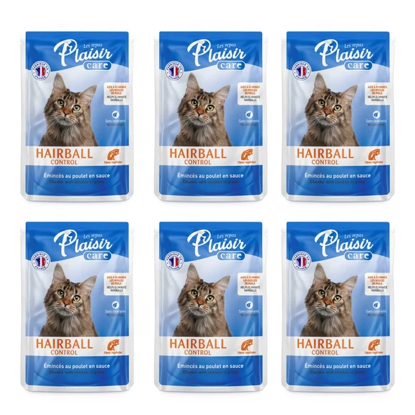Plaisir Care 85Gr Pouch Hairball Control - Tüy yumağı Kontrol 6Adet Yaş Kedi Maması ürün görseli 1