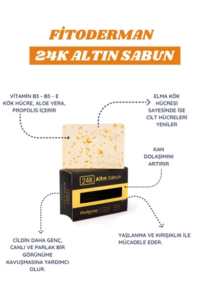 Fitoderman Doğal E Vitaminli & 24k Altın Yüz Sabunu 150 gr ürün görseli 1
