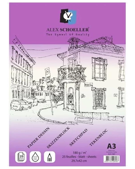 Alex Schoeller Spiralli Eskiz Defteri 180gr A3 ürün görseli 1