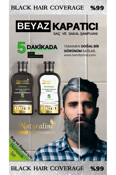 Sampoo Saç Siyahlaştırıcı Şampuan Saç Rengi Yenileyici Şampuan Unisex, Naturaline ürün görseli 1