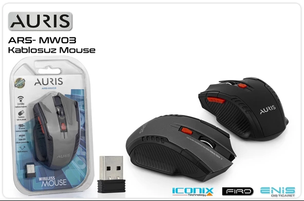 Mouse Kablosuz Auris ARS-MW03 Siyah - Resim 2