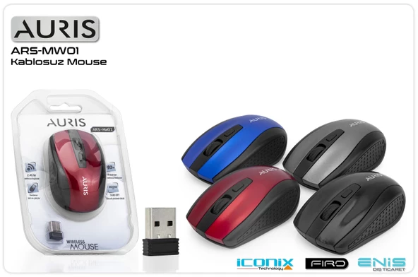 Mouse Kablosuz Auris ARS-MW01 Mavi ürün görseli 1