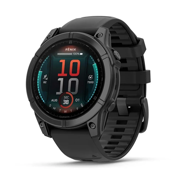 Garmin Fenix E - 47 mm AMOLED Slate Gri Siyah Silikon Kayışlı ürün görseli 1