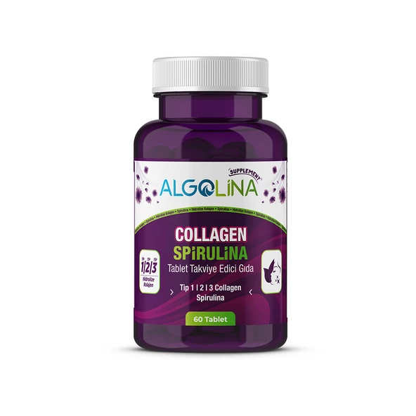 Collagen + Spirulina Tablet Takviye Edici Gıda - 1260 Mg 60 Tablet - (kolajen Tip 1 2 3) ürün görseli 1