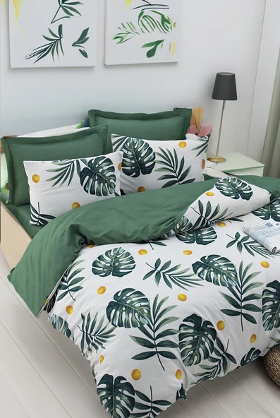 Upstyle Mature Nevresim Seti Çift Kişilik Monstera Yeşil ürün görseli 1