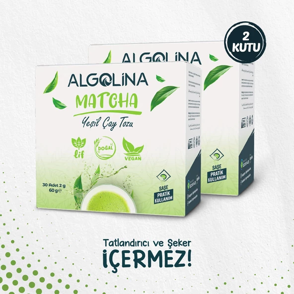 Matcha Çayı 30'lu Saşe (60 GR) - Katkısız Maça Tozu (2 Kutu) ürün görseli 1
