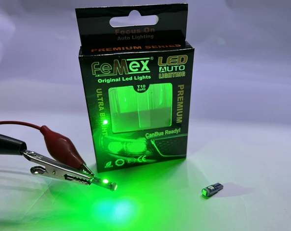 FEMEX PREMİUM 10'LU T5 LED 3030 CHİPSET 3SMD MİNİ LED AMPUL YEŞİL ürün görseli 1