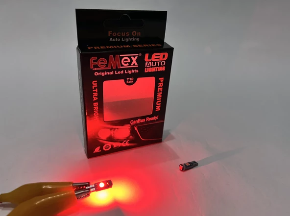 FEMEX PREMİUM 10'LU T5 LED 3030 CHİPSET 3SMD MİNİ KIRMIZI LED AMPUL ürün görseli 1