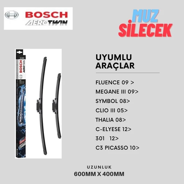 BOSCH AEROTWIN MUZ TIPI SILECEK TAKIMI FLUENCE 2010- /MEGANE3 2010-/CLIO3 2007-/C ELYESE/301 2013- ürün görseli 1