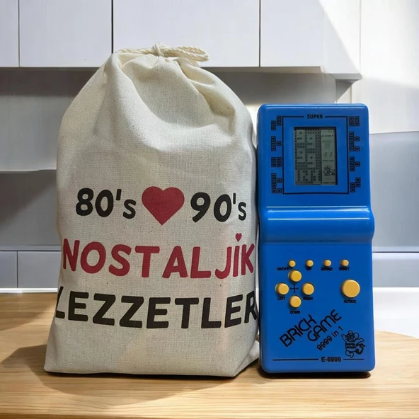 Kese Mavi Tetrisli Nostaljik Hediye Paketi 80'ler 90'lar ürün görseli 1