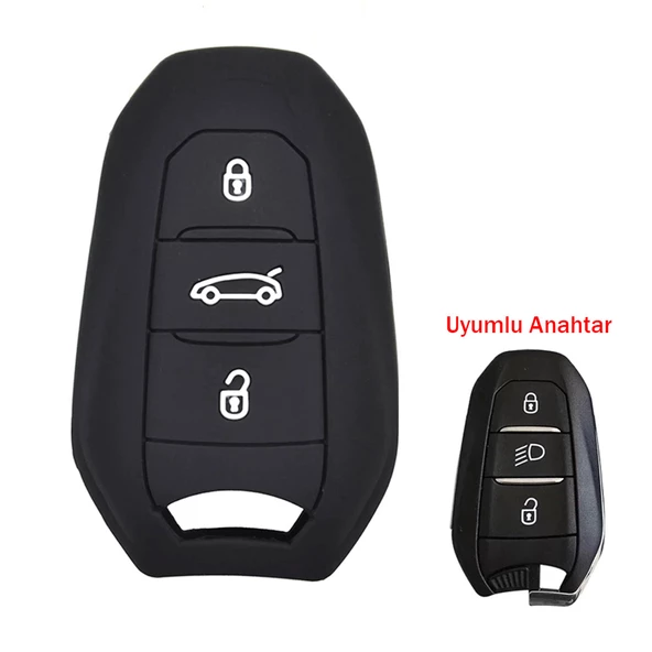 Citroen C4 Picasso DS3 DS4 DS5 DS6 Uyumlu Silikon Oto Anahtar Kumanda Kabı Kılıf Siyah ürün görseli 1
