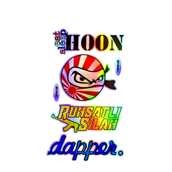 Eat Sleep Hoon Ruhsatlı Silah Dapper Yazılı Hologram Efektli Arka Cam Stickeri 30x20cm ürün görseli 1
