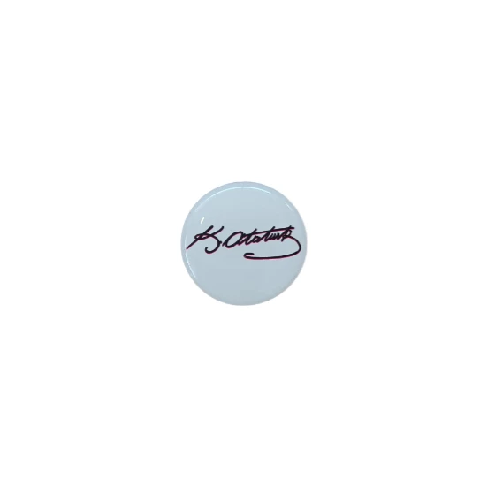 K.Atatürk İmzalı Yuvarlak Etiket Damla Sticker Siyah 3cm ürün görseli 1