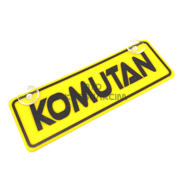 Komutan Yazılı Sarı Dekor Plaka Vantuzlu Cam Süsü 22x7.5cm ürün görseli 1