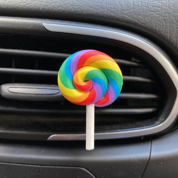 Lolipop Şeker Figürlü Klima Havalandırma Izgara Süsü Klips Oto Kokusu Mavi Kırmızı ürün görseli 1