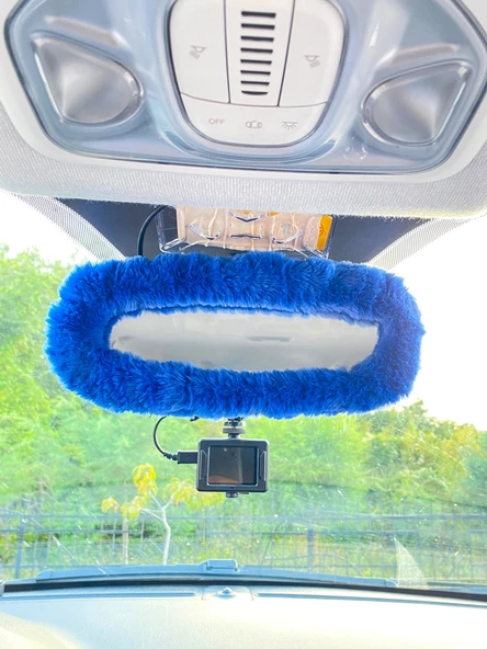 Peluş Dikiz Ayna Kılıfı Süs Mavi ürün görseli 1