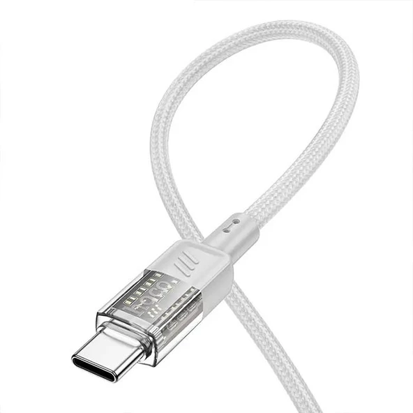 Hoco U129 Transparan Type-C to Type-C 60W Data ve Şarj Kablosu 1.2m ürün görseli 1